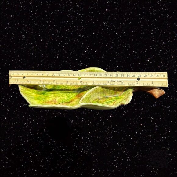 Jameson's Of Capistrano California Leaf Shaped Candy Dish Green Ceramic 11”W - Picture 9 of 12